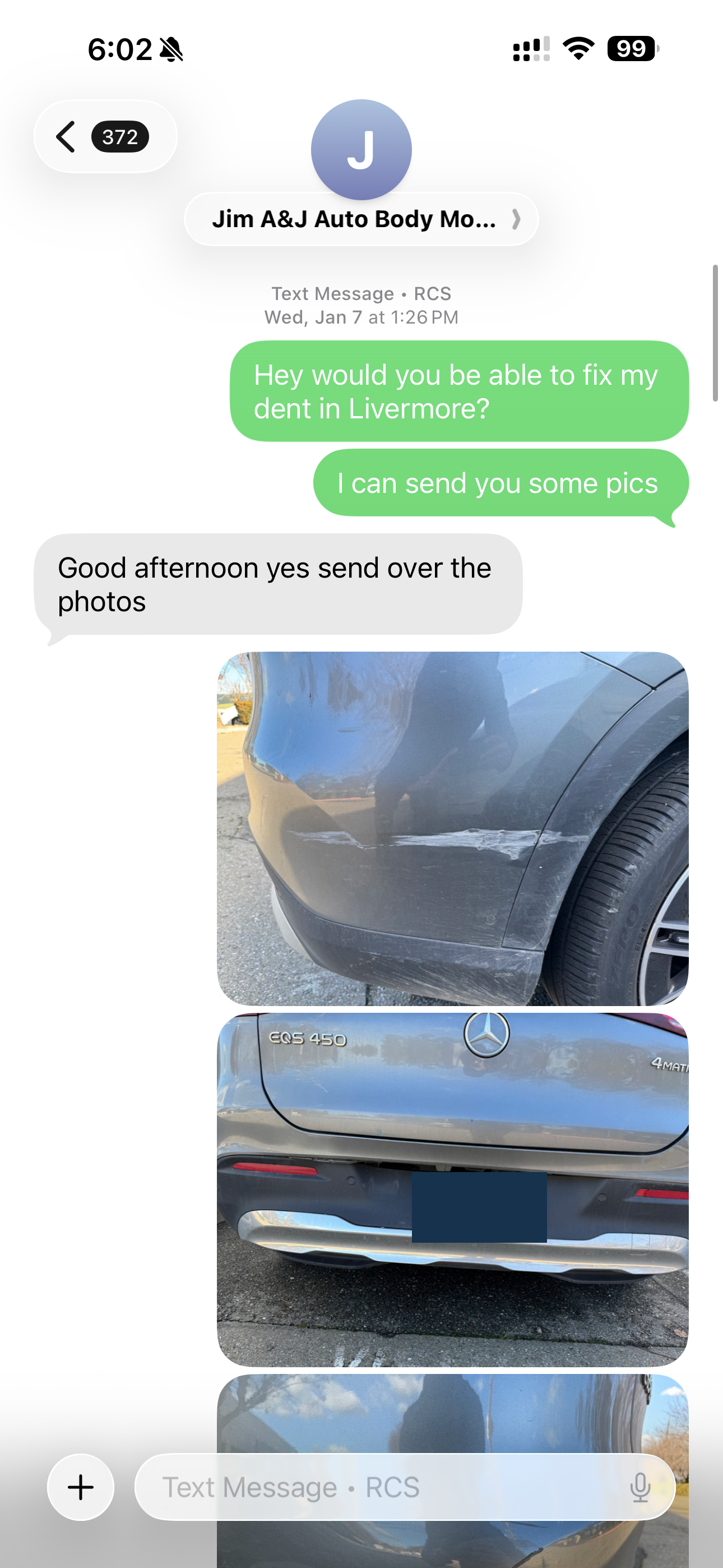Redacted record: First message and vehicle photographs