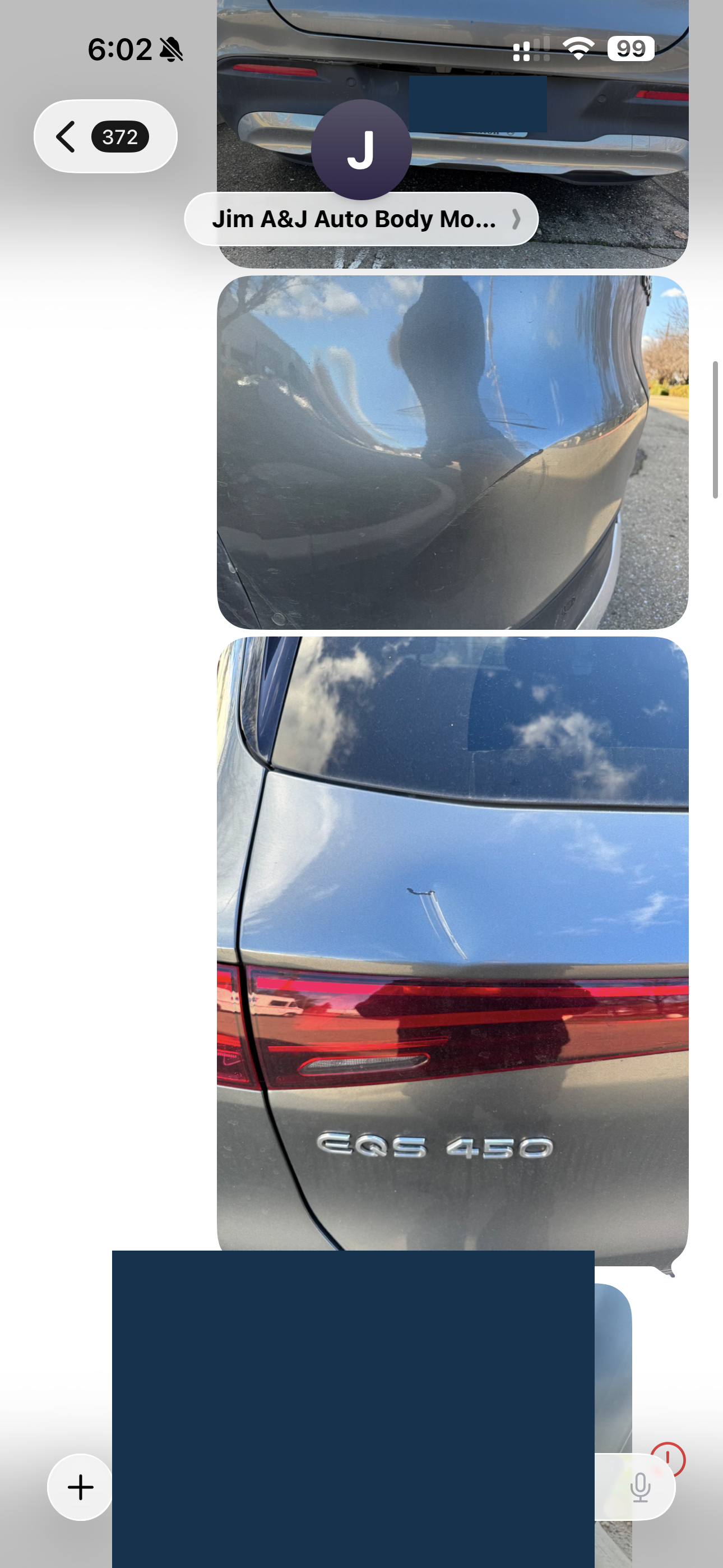 Redacted record: Vehicle photographs sent before the work